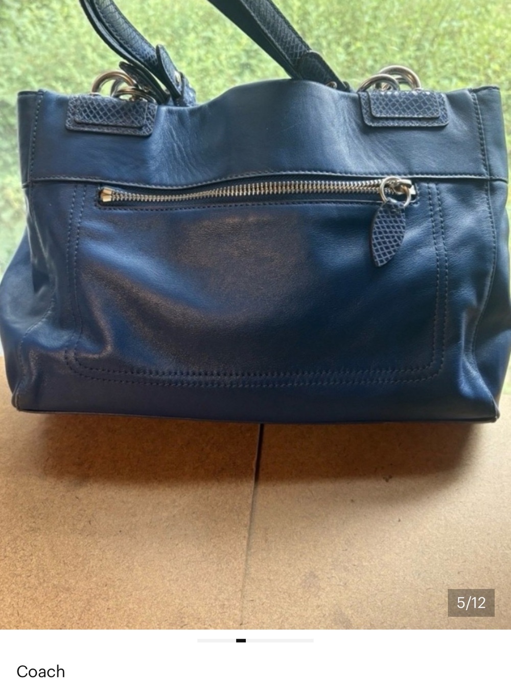 Coach Blue Leather Shoulder Bag with Pink Turn-Lock - Picture 4 of 11